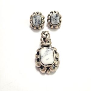 Vintage White Buffalo turquoise set/pendant and pair of earrings